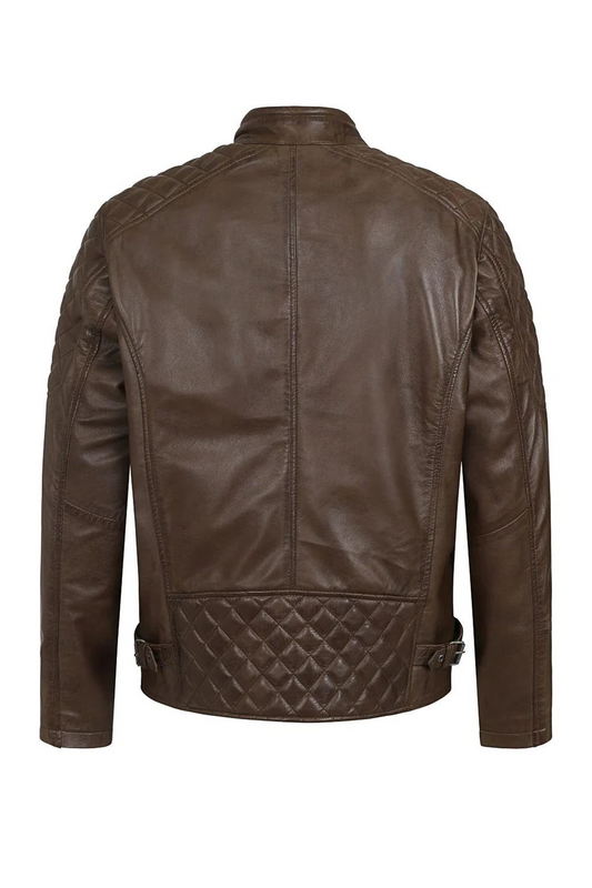 Men’s Trendy Brown Leather Moto Jacket