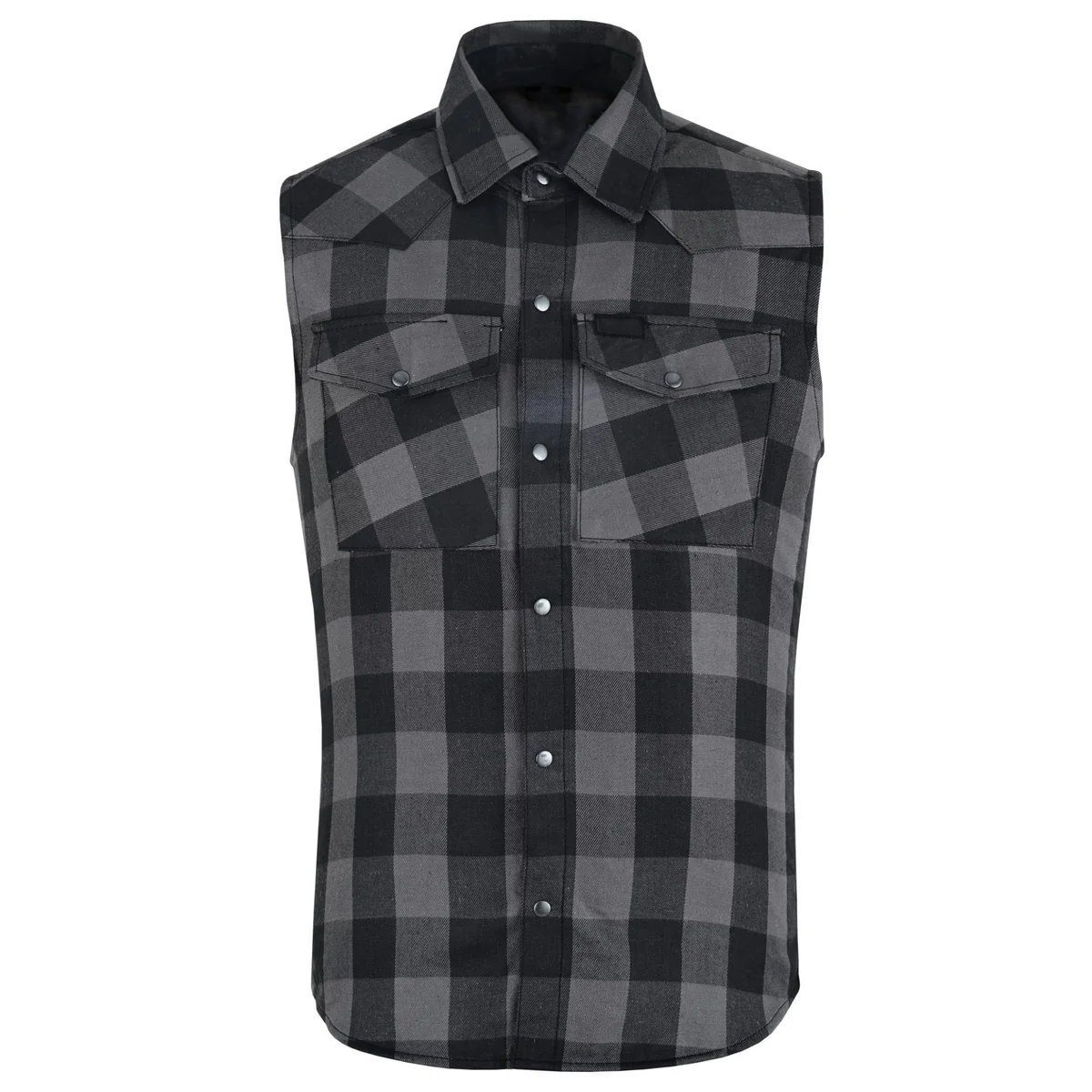 Men's Sleeveless Motorcycle Flannel Shirt