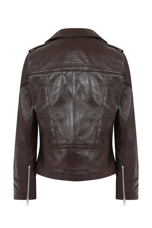Women's Dark Brown Leather Motorcycle Jacket