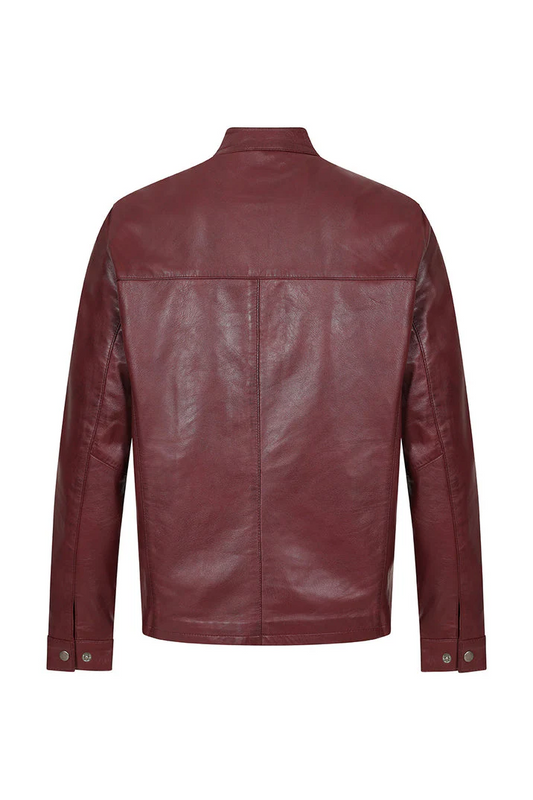 Men's Maroon Red Genuine Leather Jacket