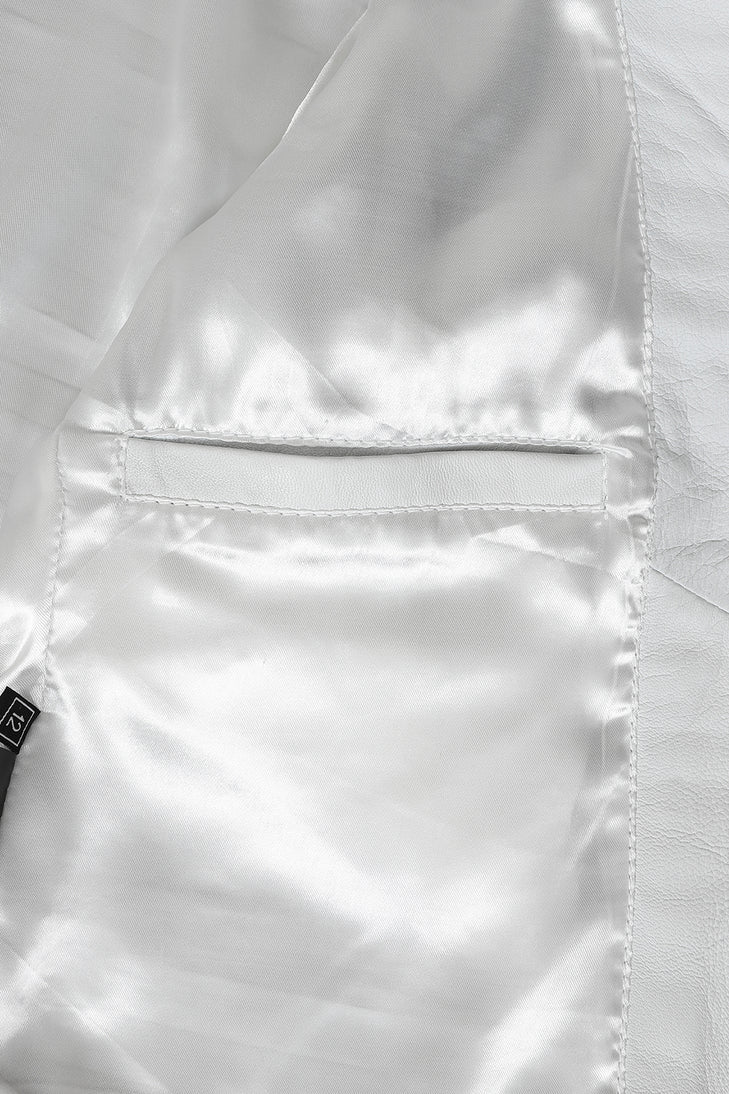 Women's White Biker jacket 100% Genuine Leather Jacket Motorcycle Jacket