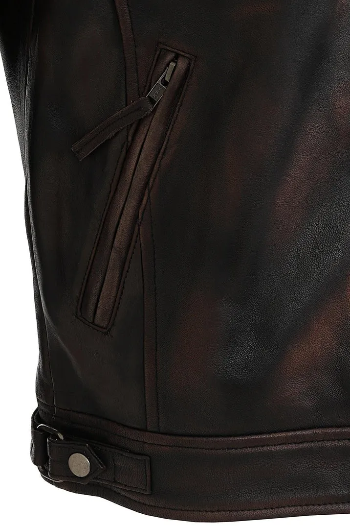 Men’s Brown Real Leather Biker Jacket - Stylish
