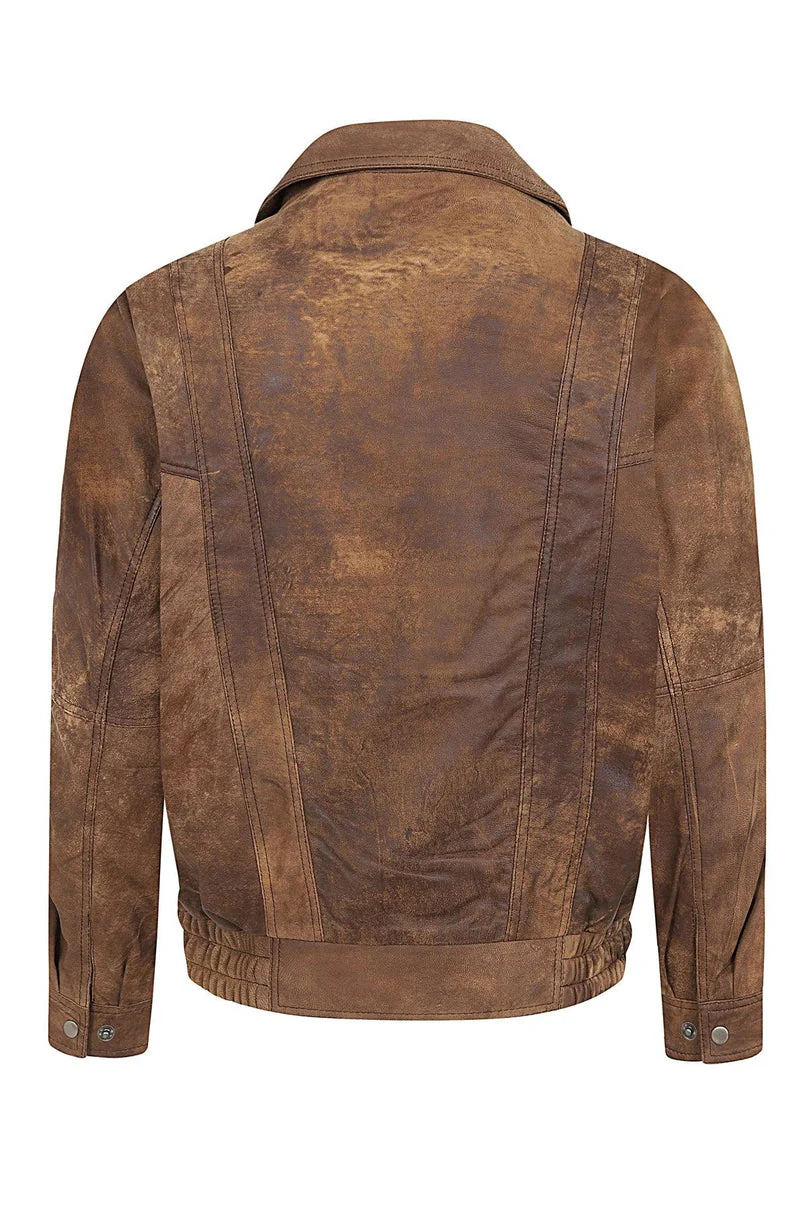 Men's Brown Buff Real Leather Classic Blouson Jacket