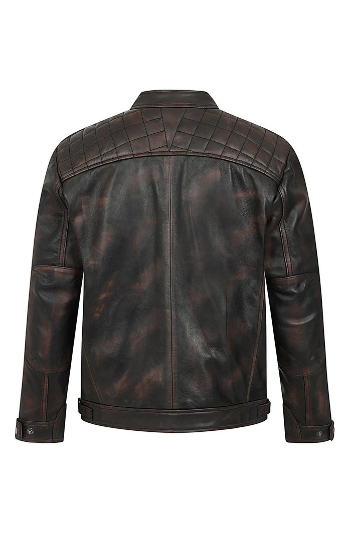 Men’s Brown Real Leather Biker Jacket - Stylish