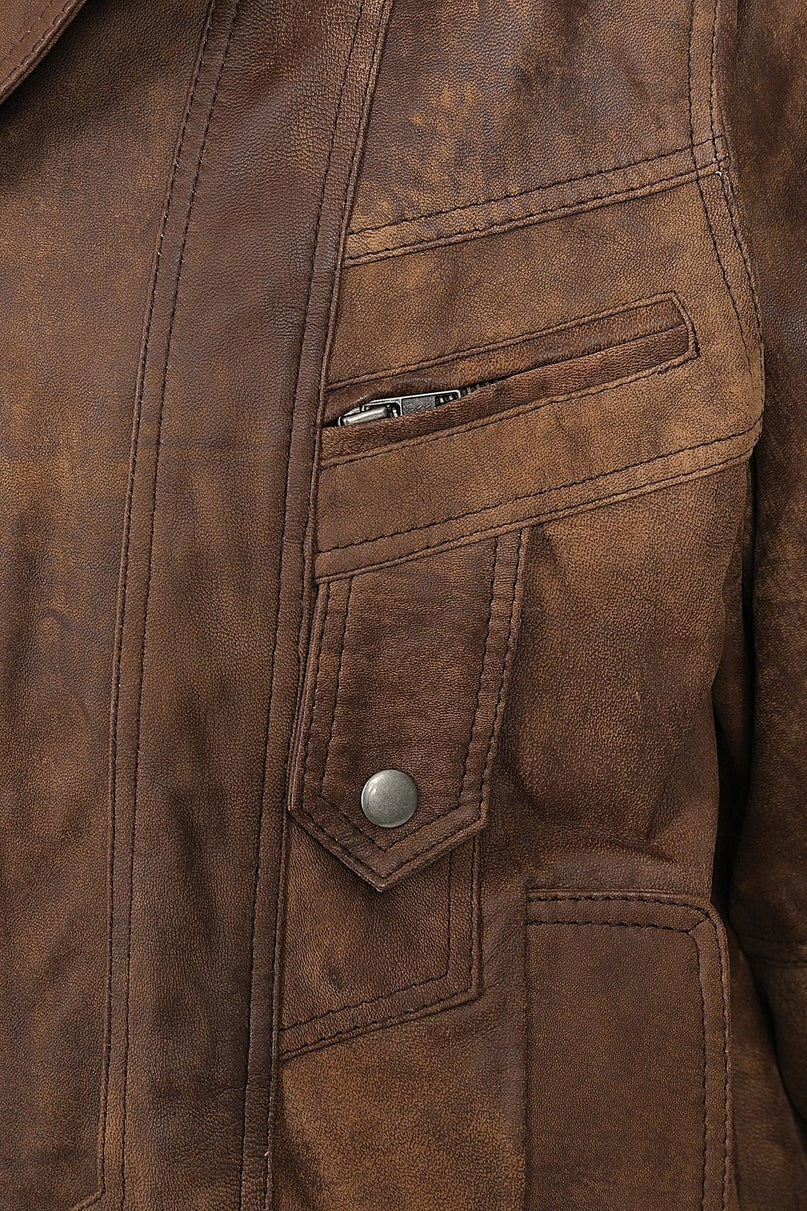 Men's Brown Buff Real Leather Classic Blouson Jacket