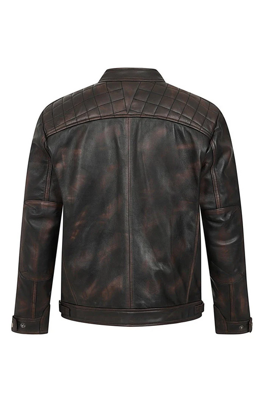 Men’s Brown Real Leather Biker Jacket - Stylish