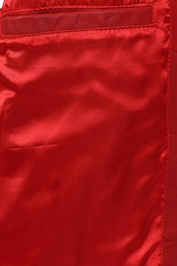 Women's Red Biker Genuine Smooth Leather Jacket