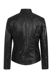 Women’s Petite Black Leather Motorcycle Jacket