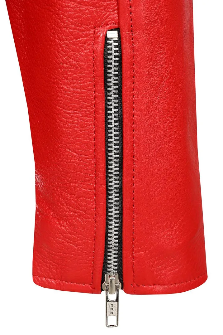 Men’s Authentic Red Leather Biker Jacket