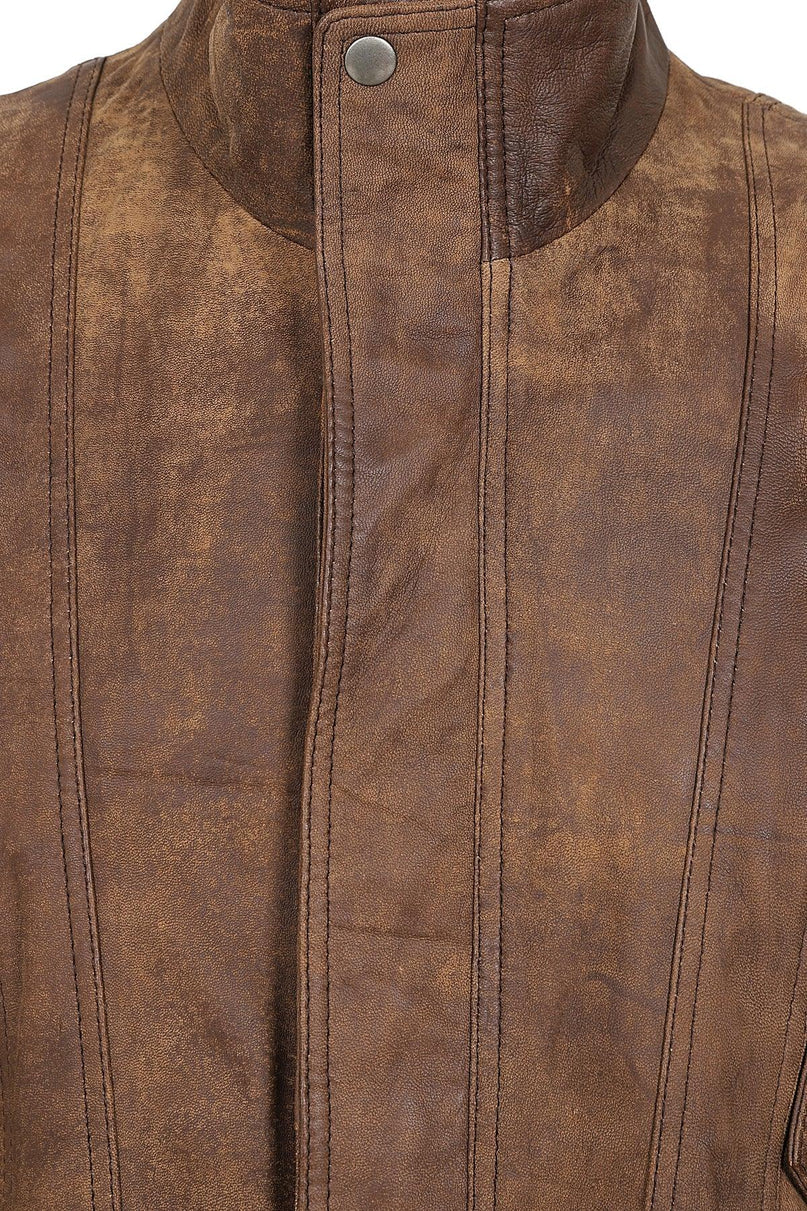 Men's Brown Buff Real Leather Classic Blouson Jacket