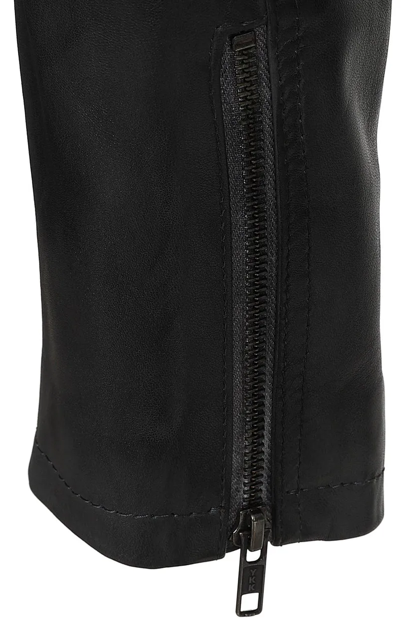 Men’s Grey Genuine Leather Biker Jacket