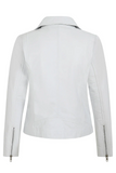Women's White Leather Motorcycle Jacket