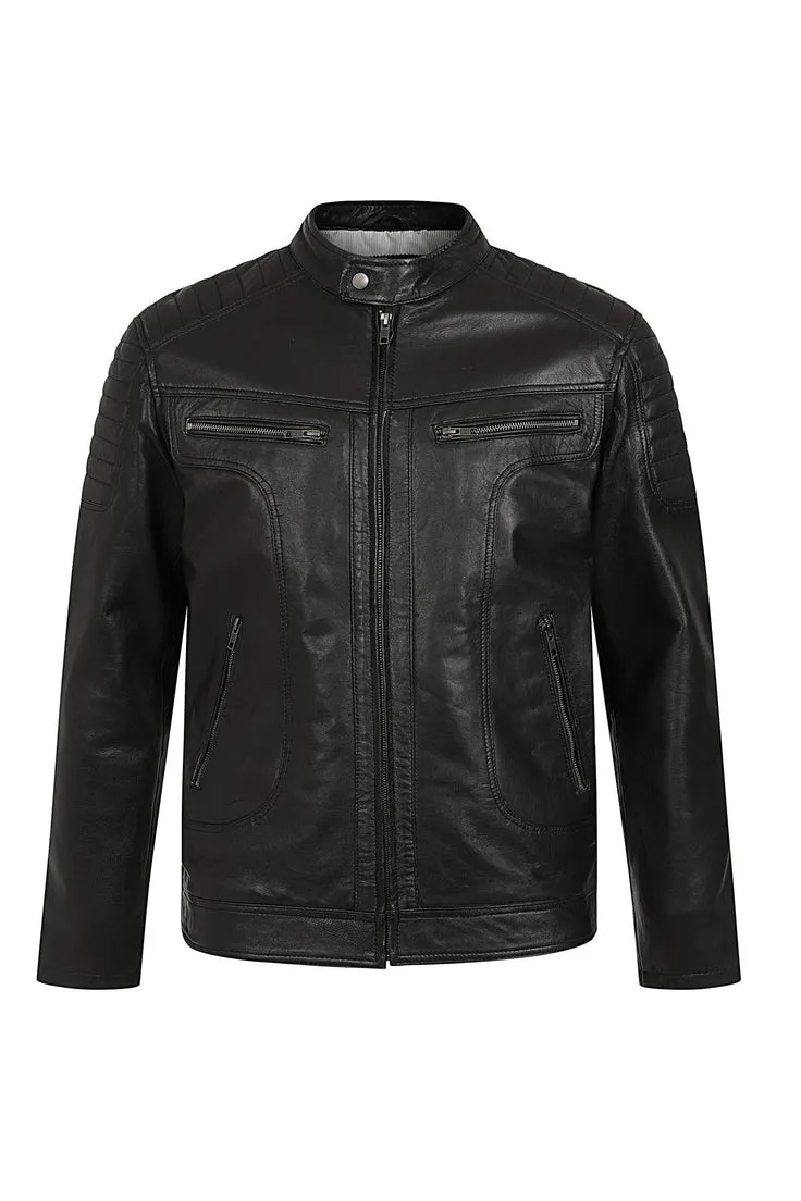 Men’s Black Genuine Leather Biker Jacket