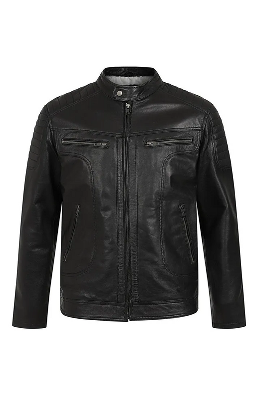 Men’s Black Genuine Leather Biker Jacket