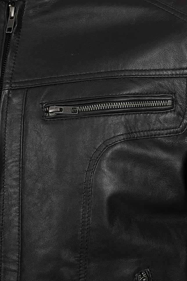 Men’s Black Genuine Leather Biker Jacket