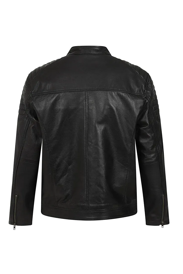 Men’s Black Genuine Leather Biker Jacket