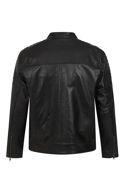 Men’s Black Genuine Leather Biker Jacket