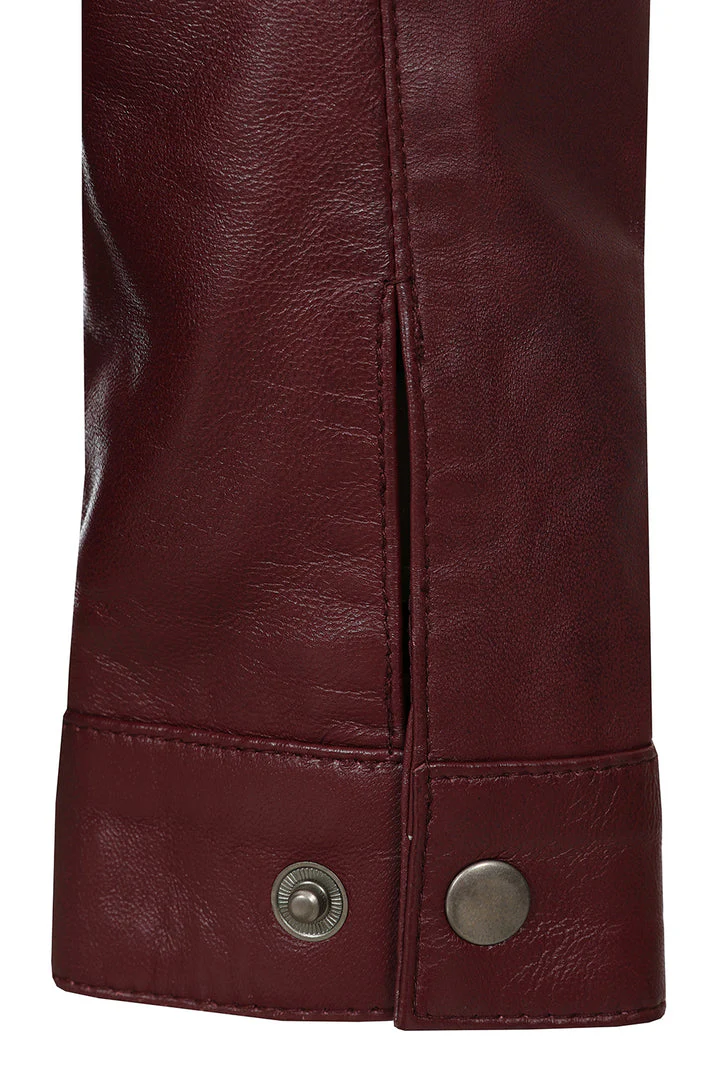 Men's Maroon Red Genuine Leather Jacket