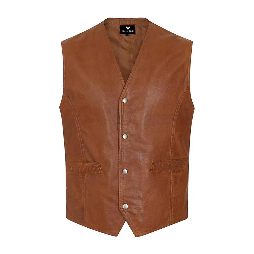 Men's Soft Leather Waistcoat - Traditional Style