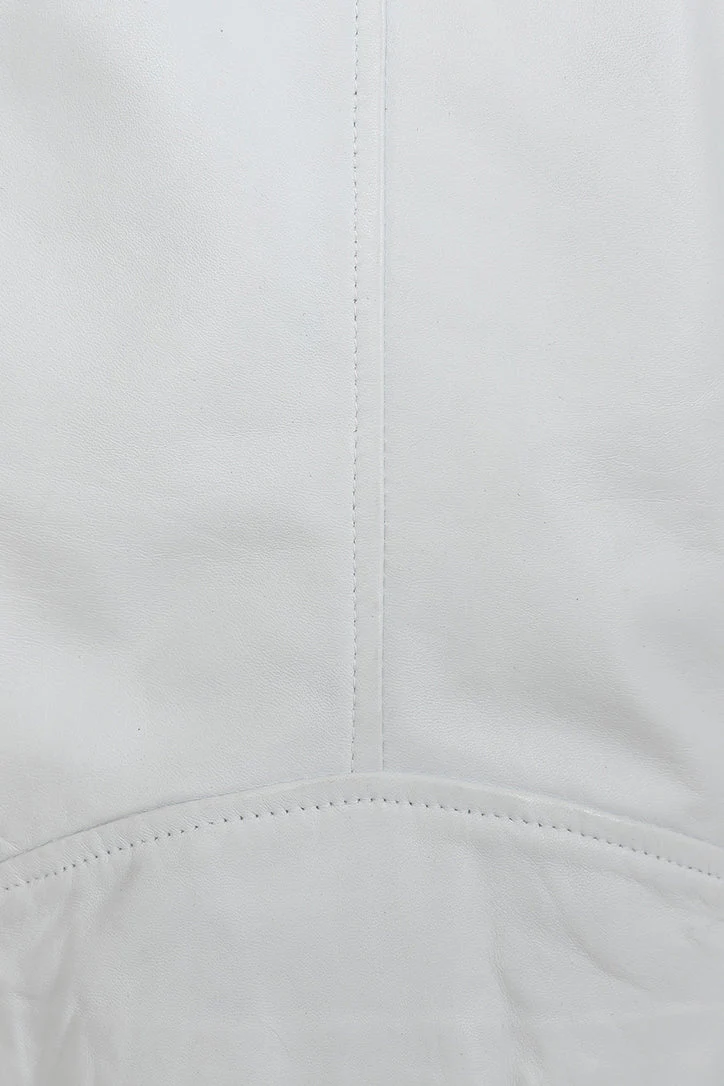 Women's White Leather Motorcycle Jacket
