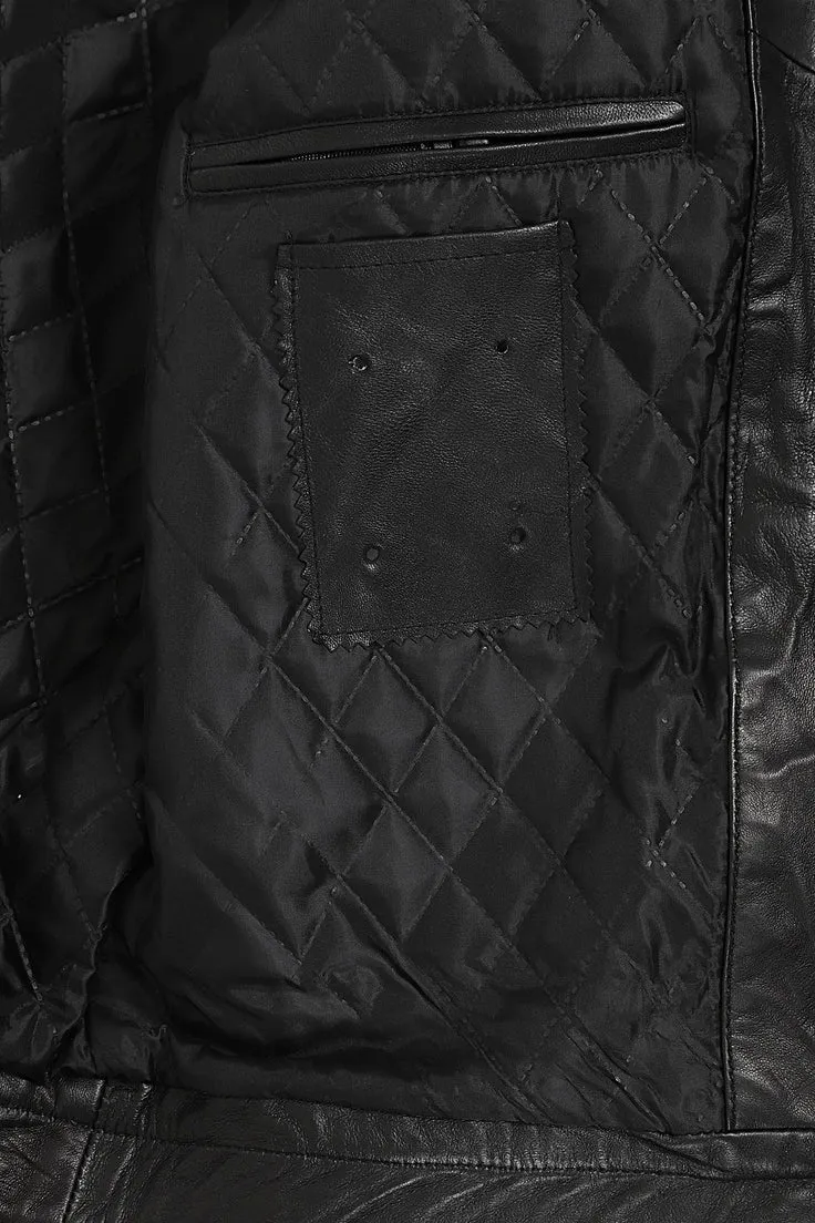 Men’s Black Genuine Leather Biker Jacket