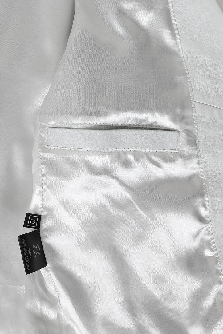 Women's White Leather Motorcycle Jacket