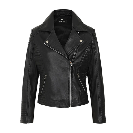 Women's Black Genuine Leather Motorcycle Jacket