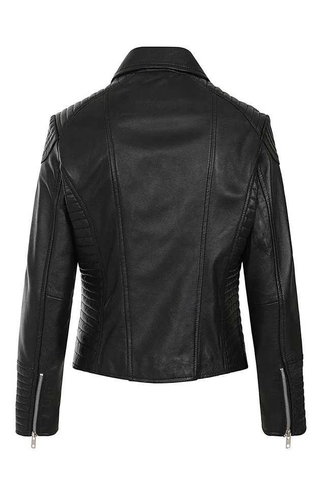 Women's Black Genuine Leather Motorcycle Jacket
