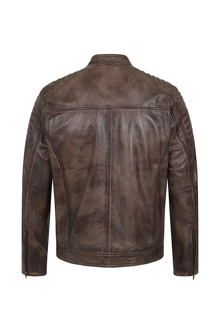 Men's Chocolate Brown Motorcycle Leather Jacket