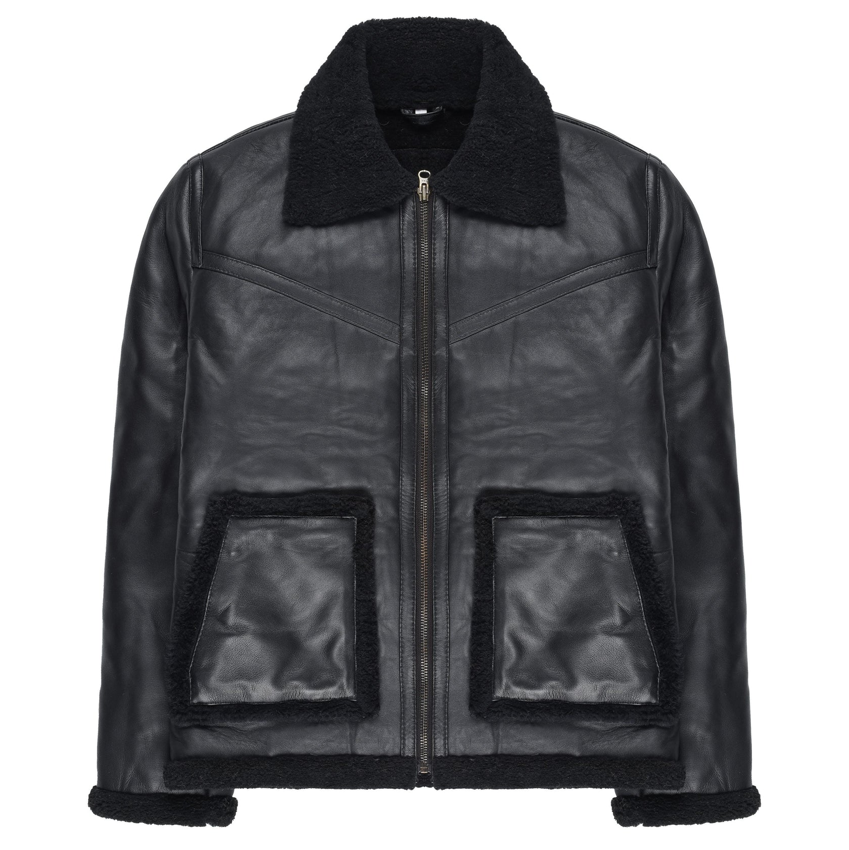 Men's Genuine Shearling flight Bomber Sheepskin Leather Jacket