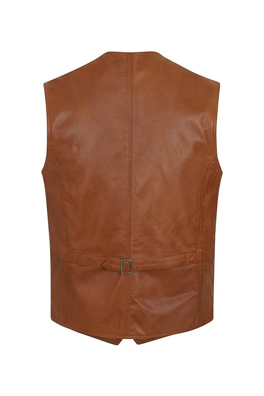 Men's Soft Leather Waistcoat - Traditional Style