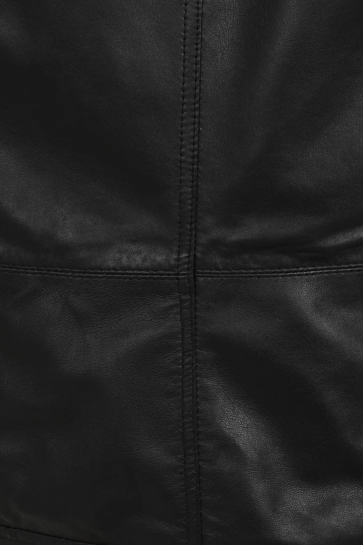 Men’s Racer Cream Striped Black Leather Jacket