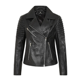 Women's Finest Leather Black Motorcycle Jacket