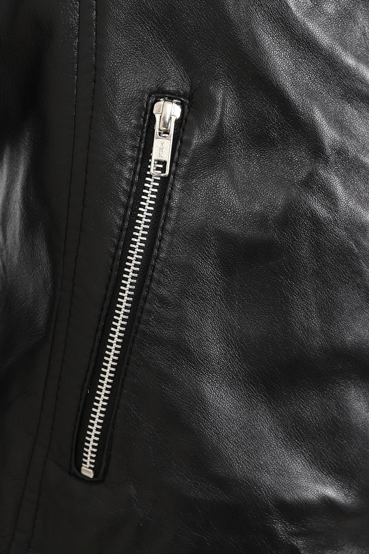 Women's Finest Leather Black Motorcycle Jacket