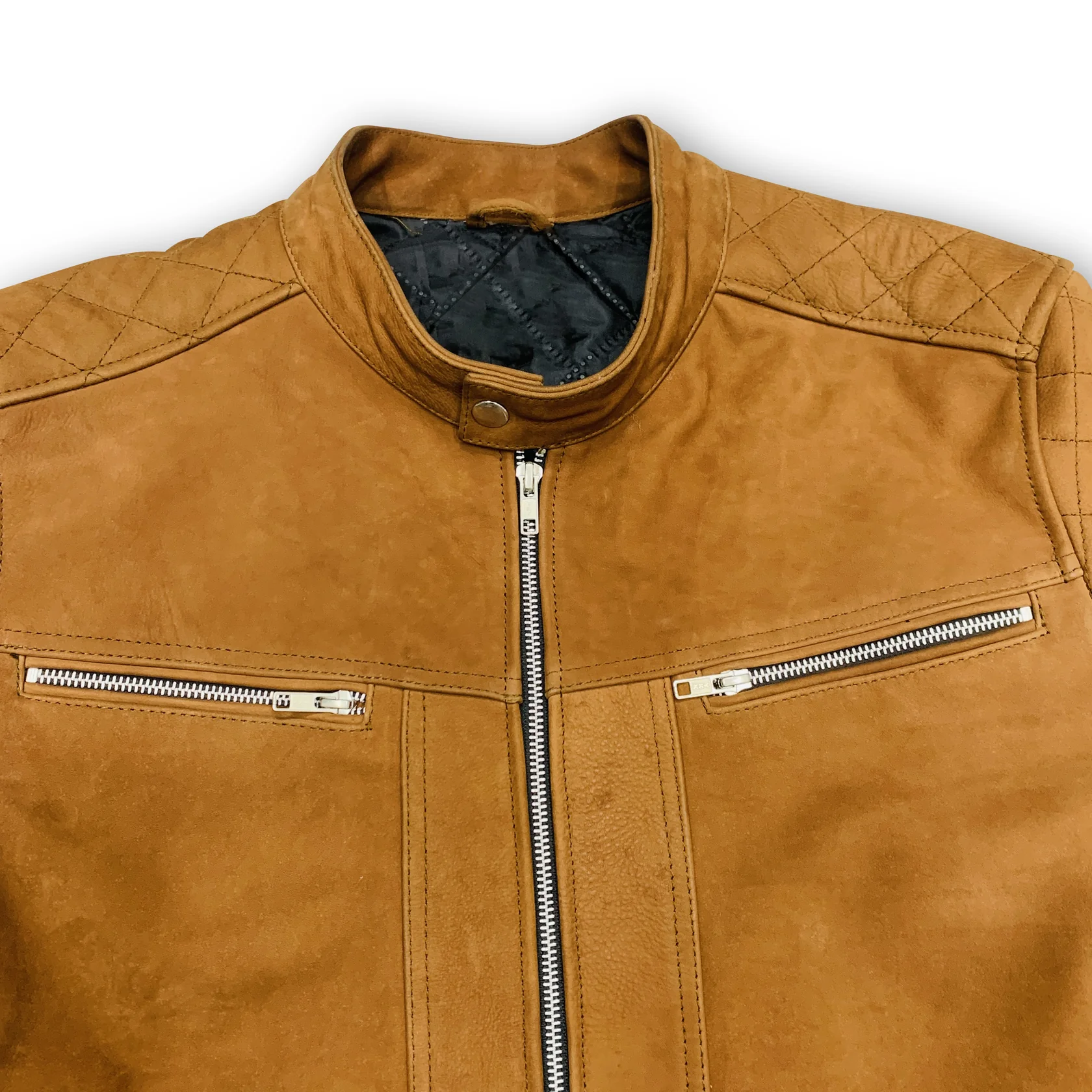 Men’s Tan Leather Biker Jacket