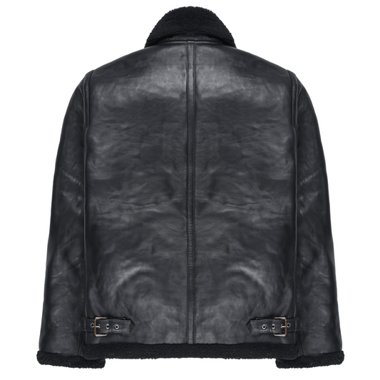 Men's Genuine Shearling flight Bomber Sheepskin Leather Jacket