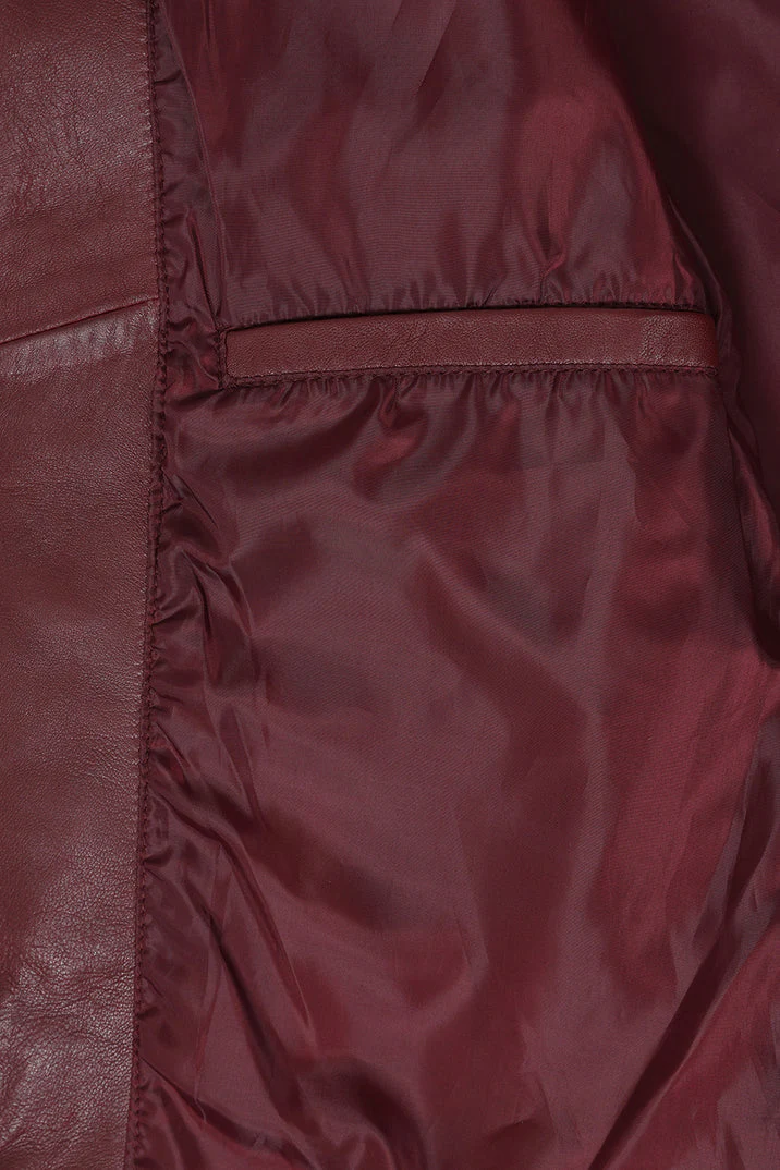 Men's Maroon Red Genuine Leather Jacket