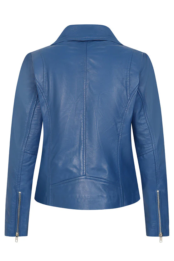 Women’s Blue Leather Motorcycle Jacket