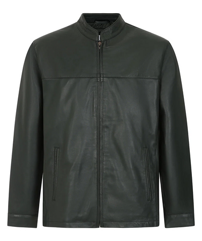 Men's Classic Green Genuine Leather Jacket