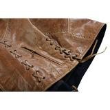 Women's Brown Zippered Leather Motorcycle Vest with Lacing Details