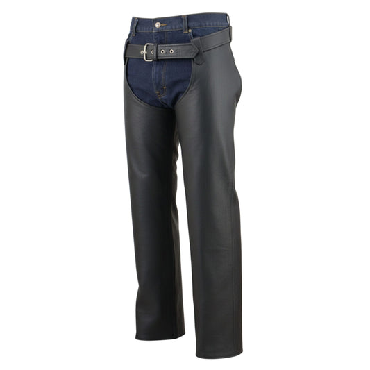 Men's Black Leather Motorcycle Chaps