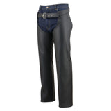 Men's Black Leather Motorcycle Chaps