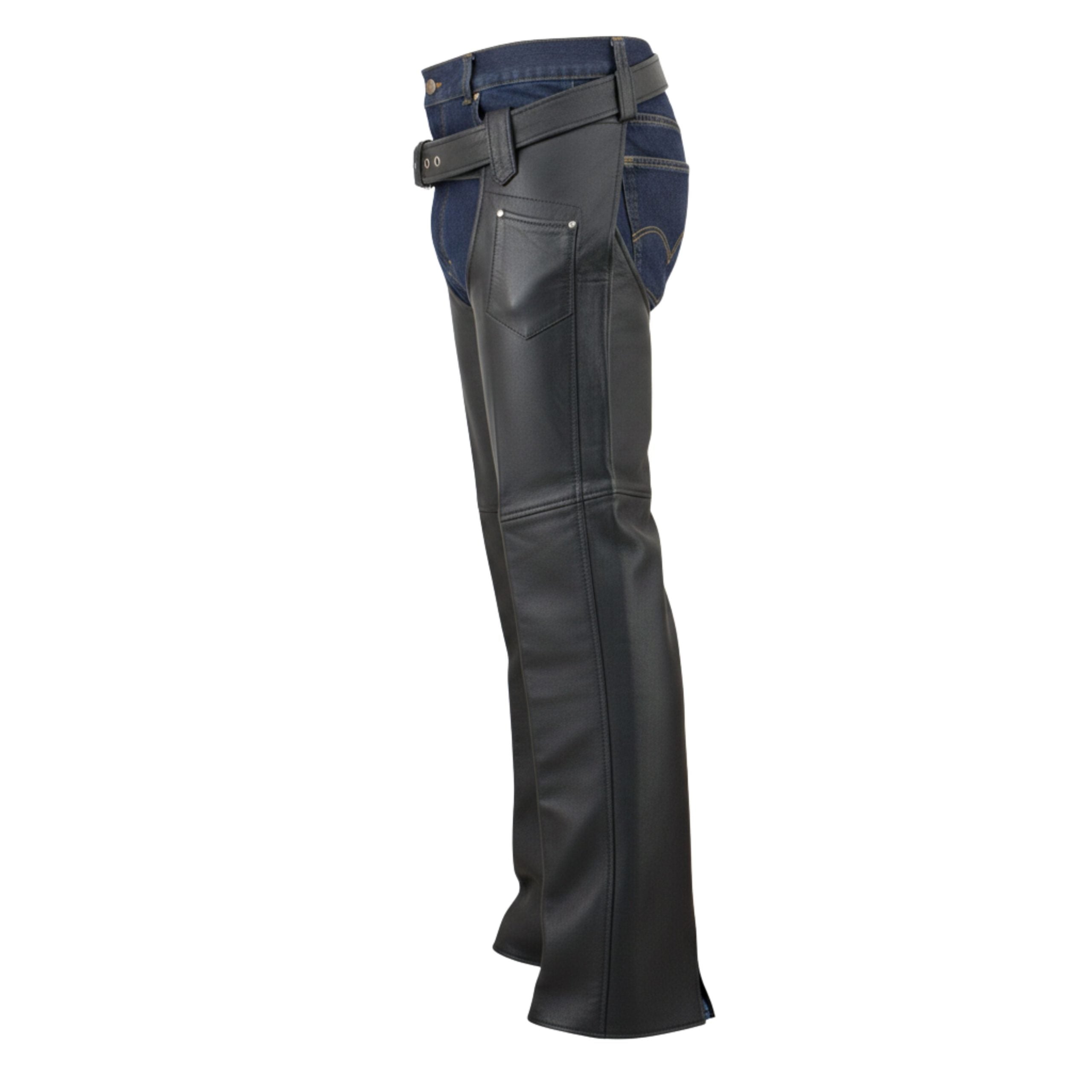 Adventurer Men's Black Leather Motorcycle Chaps
