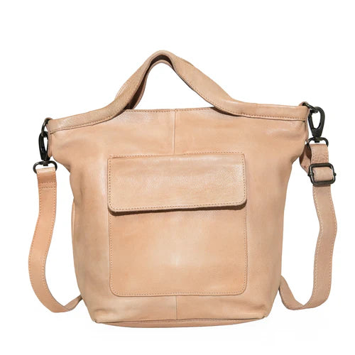 Bianca Handmade Genuine Leather Crossbody Bag pink