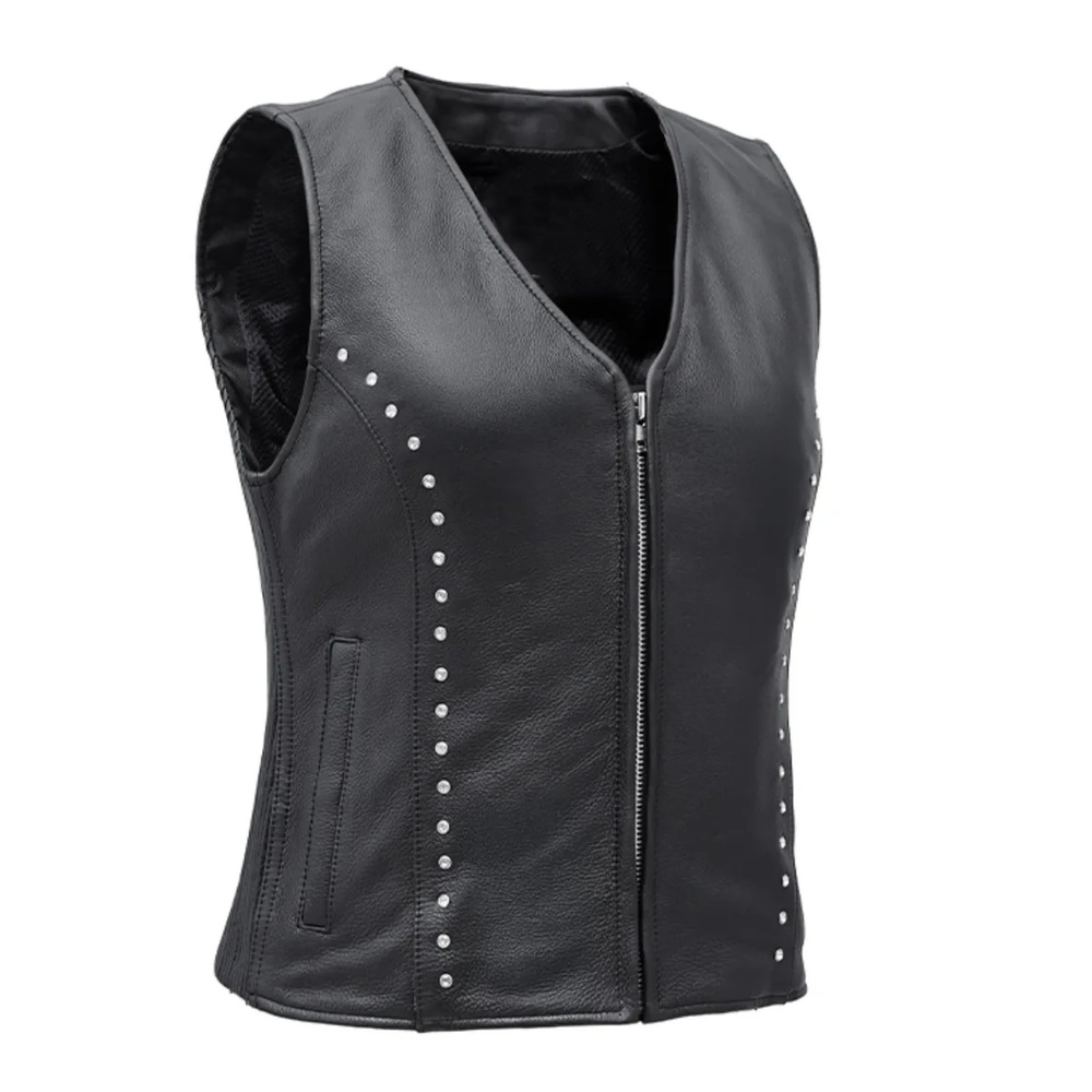 Biker Babe Women's Genuine Leather Motorcycle Vest