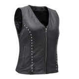 Biker Babe Women's Genuine Leather Motorcycle Vest