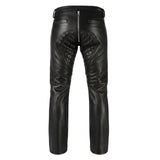 Men's Black Biker Style Leather Chaps with Quilted Padding