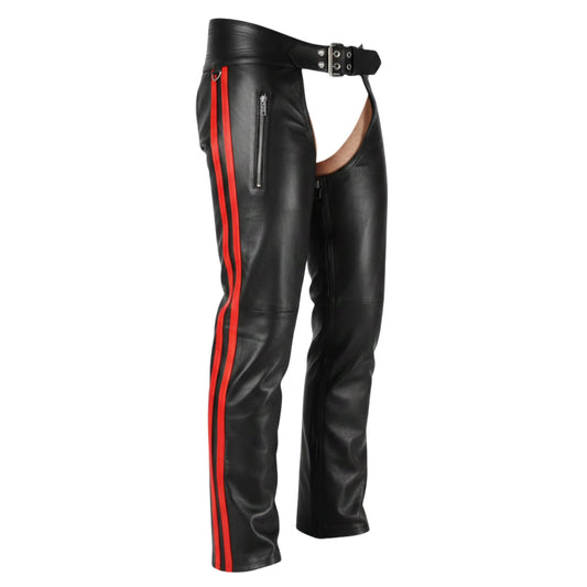 Midnight Men's Black Leather Motorcycle Chaps