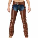 Dean Men's Black Genuine Leather Motorcycle Chaps