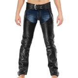 Dean Men's Black Genuine Leather Motorcycle Chaps